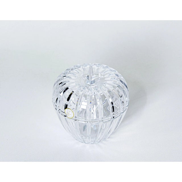 Contemporary Crystal Glass Apple Lidded Container For Sale - Image 3 of 4