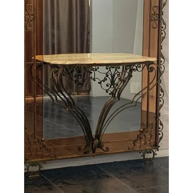 Mid-Century Modern Wrought Iron Console Table with Mirrored Back by Pierluigi Colli, 1950s For Sale - Image 3 of 12