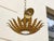 1950s Spanish Gilt Metal Leaf Light Fixture with Frosted Glass For Sale In Atlanta - Image 6 of 11