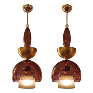 Mauve Cup Lamps in Murano Glass, 1960s, Set of 2 For Sale