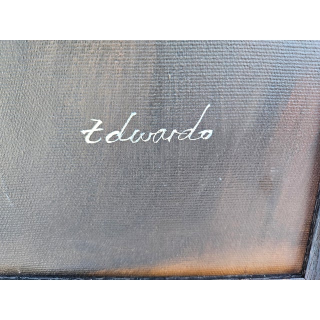 Native American Portrait Painting on Canvas -Signed For Sale - Image 4 of 12