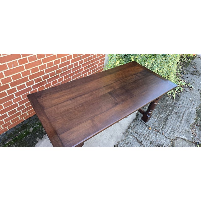 1920s Vintage Farmhouse Kiitchen Refrectory Dining Table in Oak, 1920 For Sale - Image 5 of 18