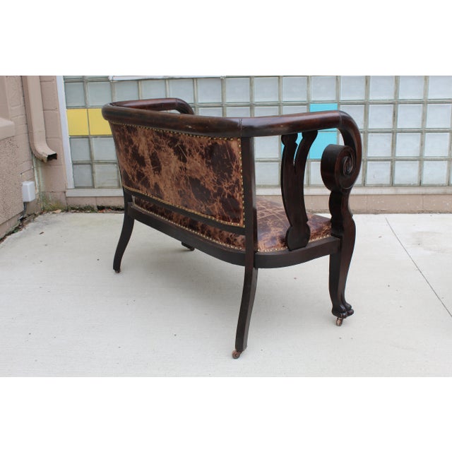 Empire Mahogany Rolled Arm Settee With Claw Feet For Sale - Image 4 of 12
