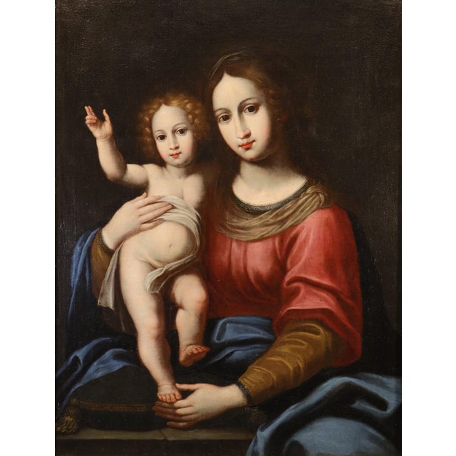 Workshop of Alessandro Allori, Madonna and Child, 1600, Oil on Canvas, Framed, in Good conditions. Designed before 1890...