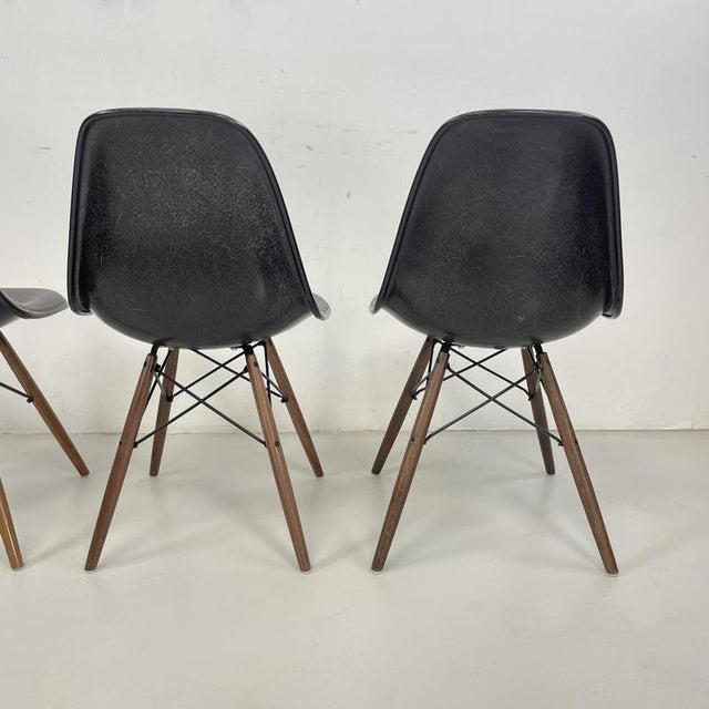 DSW Upholstered Side Chairs with Grey Covers by Charles and Ray Eames for Herman Miller, Set of 4 For Sale - Image 9 of 16