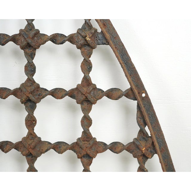 Antique Gothic Wrought Iron Window Grille Transom For Sale - Image 10 of 10