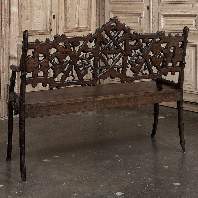 19th Century French Black Forest Carved Oak Hall Bench For Sale - Image 18 of 18