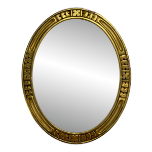 1920s Gilded Carved Arts and Crafts Oval Frame