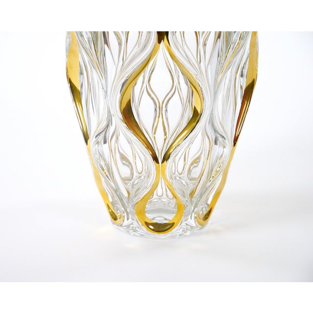 Mid Century Modern Italian Cut Glass/Gold Decorated Vase For Sale - Image 9 of 11