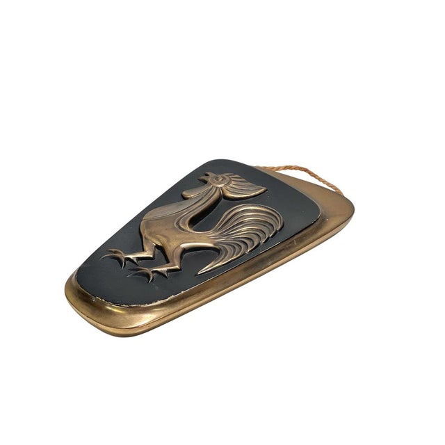 Mid-Century Modern Brass Rooster Wall Relief, West Germany, 1950s For Sale - Image 4 of 8