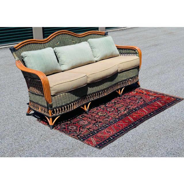 Wood Vintage 1980s Braxton Culler Style Rattan Sofa For Sale - Image 7 of 12