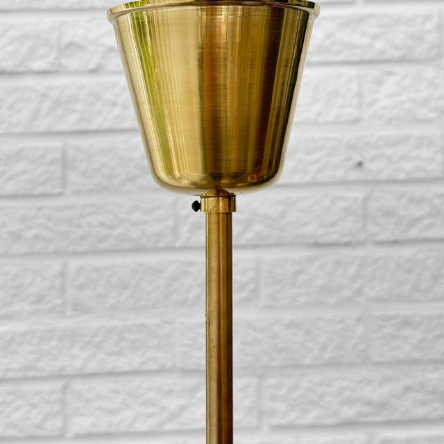 Scandinavian Modern Chandelier in Brass and Glass, Sweden, 1940s For Sale - Image 9 of 10