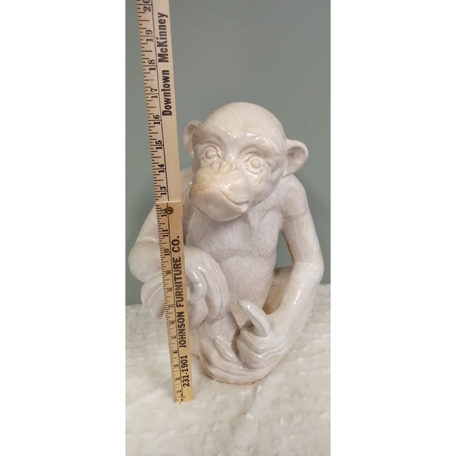 White Large Vintage Italian White Glazed Pottery Chimpanzee Statuette For Sale - Image 8 of 9