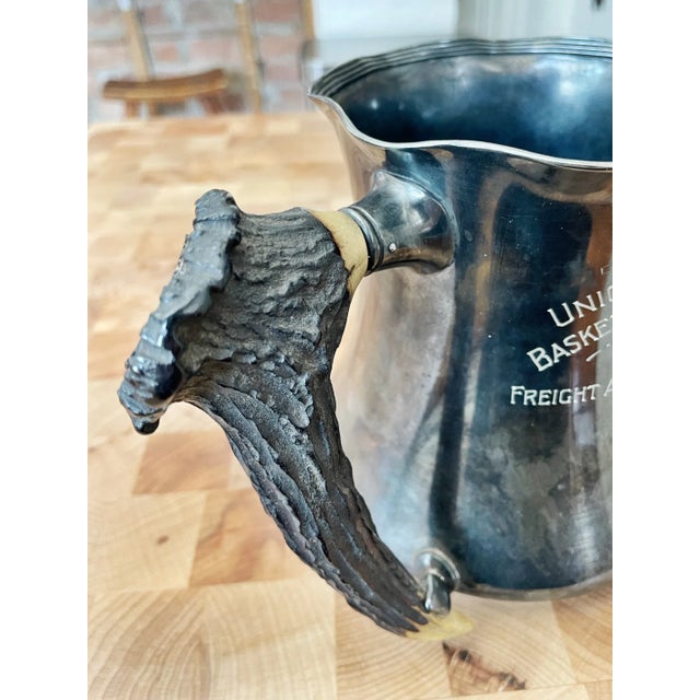 1925 Silver Plated Union Pacific Railroad Basketball Trophy With Deer Antler Handles For Sale In New York - Image 6 of 10
