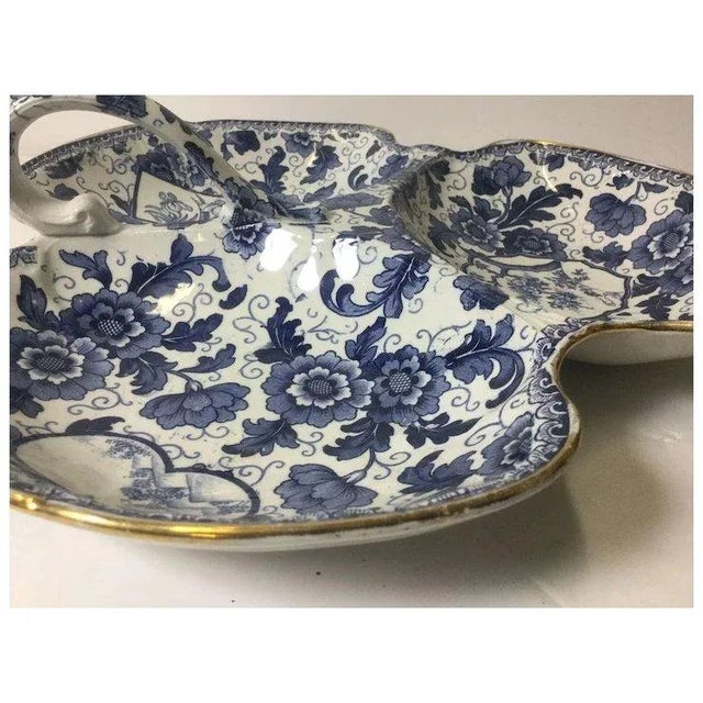 1920s Jm Royal Bonn Germany “ Tokio” Divided Dish With Handle For Sale - Image 5 of 8