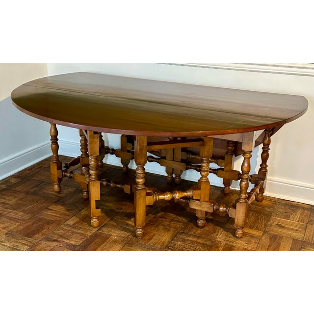 Vintage Stickley Cherry Double Gate Leg Drop-Leaf Table For Sale - Image 6 of 12