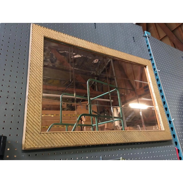 Restored Gabriella Crespi Style Stick Reed Rattan Peach Glass Mirror For Sale In Los Angeles - Image 6 of 7