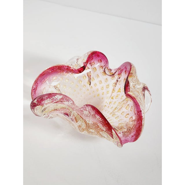 Italian Vintage Murano Bullicante Art Glass Bowl For Sale - Image 3 of 11