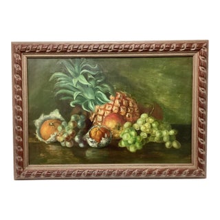 Antique Fruit Still Life Oil Painting Signed MayO’s Framed For Sale