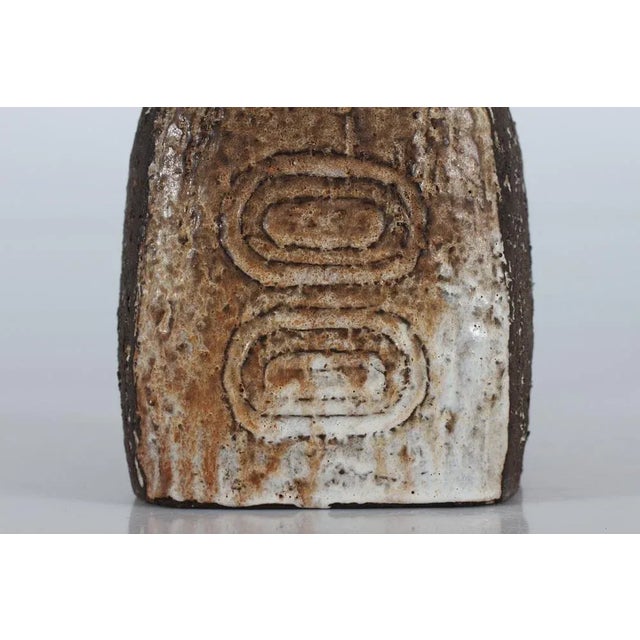 Mid-Century Modern Danish Brutalist Ceramic Table Lamp with Brown Glaze Unica by Fridtjof Sejersen for Sejer, 1960s For Sale - Image 3 of 13