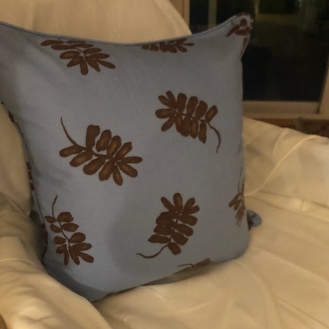 2010s Sky Blue and Brown Pattern Pillow Cover For Sale - Image 5 of 6