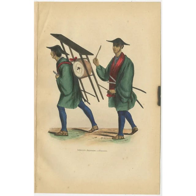Mid 19th Century Auguste Wahlen, Depictions of Japanese Costumes, 1844, Handcolored Prints, Set of 6 For Sale - Image 5 of 8