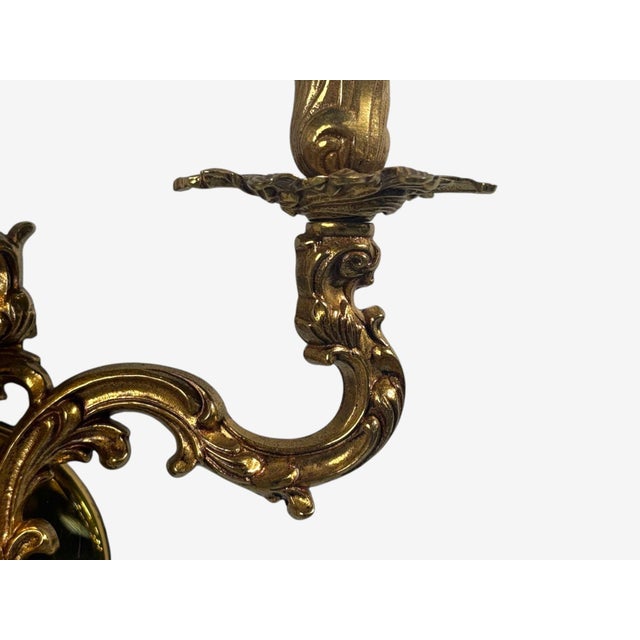 Bronze Late 20th Century Louis XV Rococo, Candle Holder Sconces, Bronze, Plastic, France For Sale - Image 8 of 10