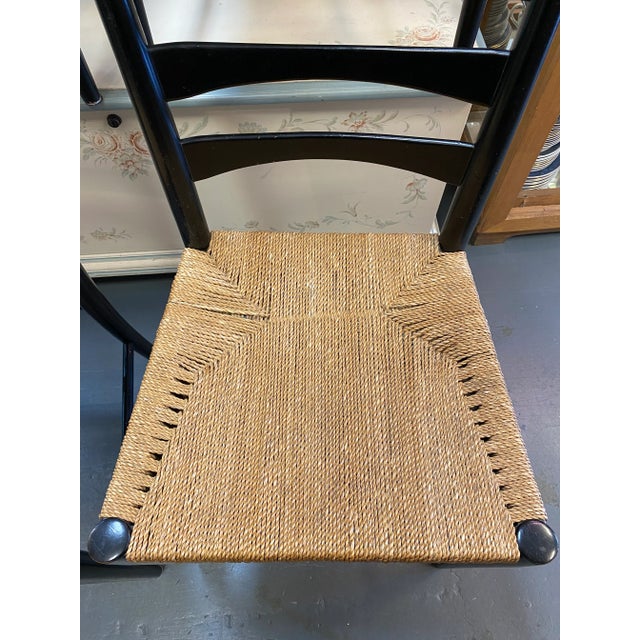 Black 1960s Scandinavian Ladder-Back Dining Chairs, Woven Rope, Set of 4 For Sale - Image 8 of 13