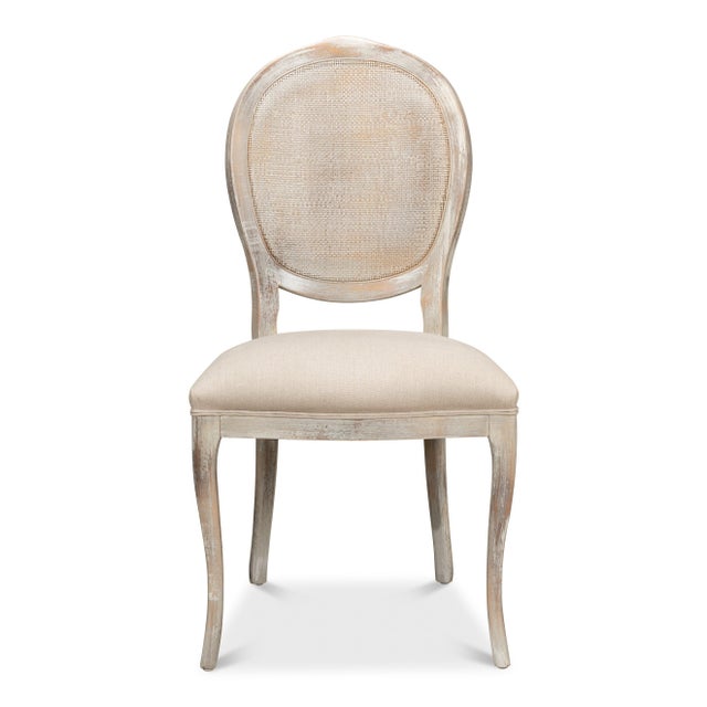 Art Deco Louis XV Cane Back Dining Chairs in Gray Oak, Sets of 2 For Sale - Image 3 of 11
