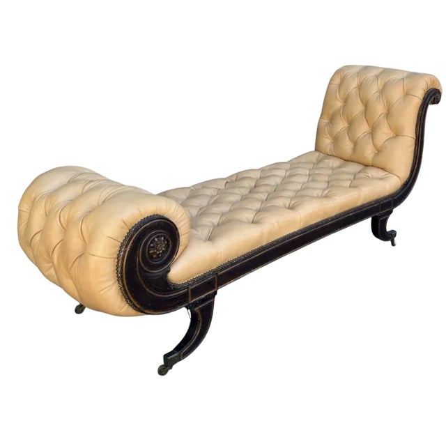 Antique Regency Period Tufted Leather Chaise Lounge c.1810 For Sale - Image 12 of 12