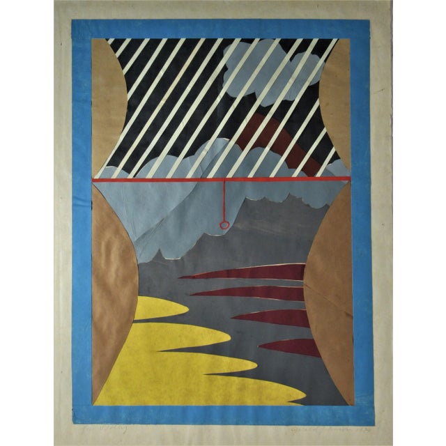 This artwork titled "For Wally" 1974 is a collage on paper by New York artist Gerald Johnson, 1944-2000. It is hand...