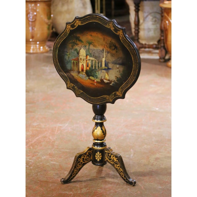 Black 19th Century French Napoleon III Painted Tilt-Top Guéridon Table For Sale - Image 8 of 13