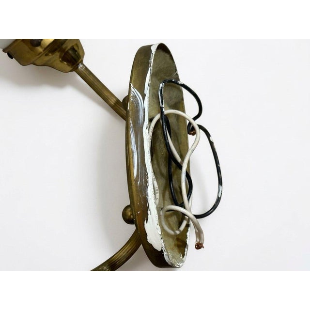 Late 20th Century Late 20th Century Neoclassical Brass Two-Light Wall Sconce Etched Glass Shades For Sale - Image 5 of 7