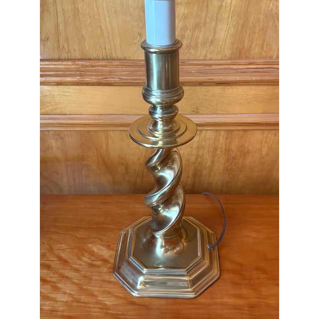 American Late 20th Century Brass Barley Twist Table Lamp by Stiffel For Sale - Image 3 of 10