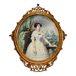Eduard Ender, Signed Portrait of a Young Lady, 19th Century, Watercolor. For Sale