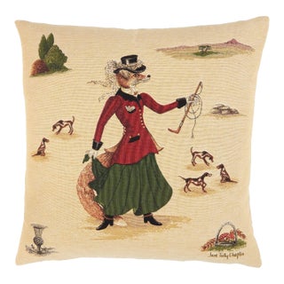 Lady Fenella Fox Large Tapestry Cushion With Feather Filler - 55x55cm (22"x22") For Sale