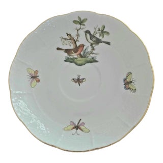 1990s Herend Rothschild Bird 24k Gold Scalloped Edge Tea Cup Saucer For Sale