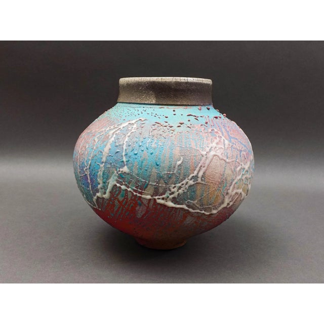 Mid 20th Century 1987 Steven Forbes deSoule Signed Raku Studio Pottery Urn Vase For Sale - Image 5 of 8