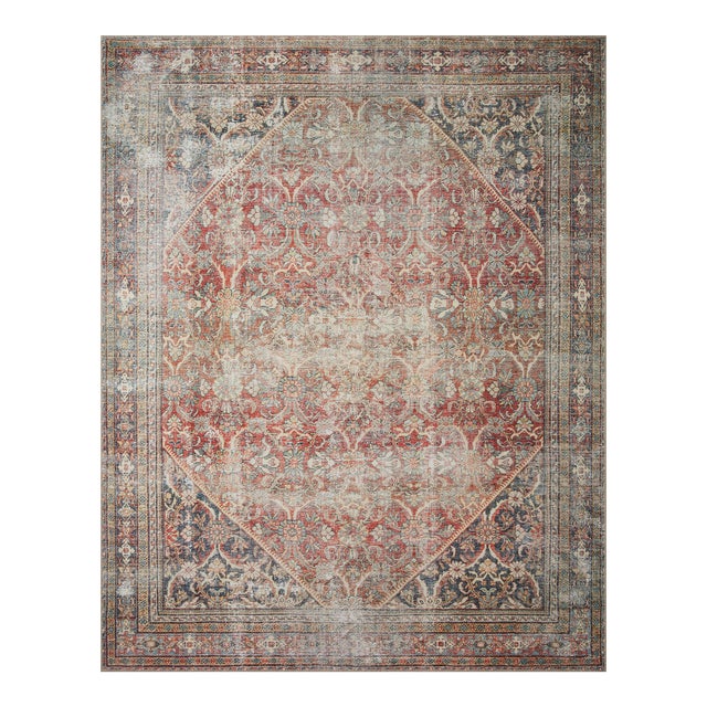 Amber Lewis x Loloi Georgie Red / Navy 3'-9" x 5'-6" Accent Rug For Sale