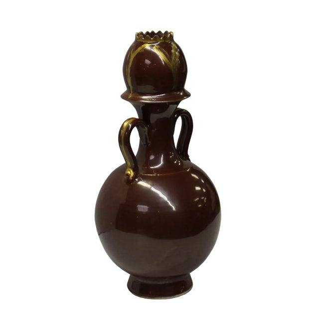 2010s Chinese Ware Blood Brown Glaze Ceramic Jar Vase Display Art For Sale - Image 5 of 6