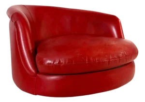 Milo Baughman for Thayer Coggin Leather Swivel Tub Chair, 2000