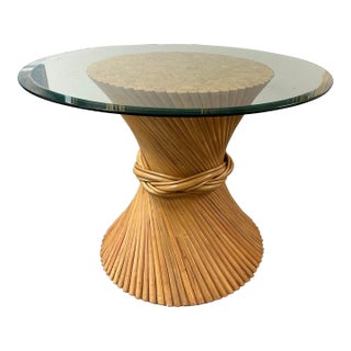 1970s Rattan Sheaf of Wheat Dining Table in the Style of Maguire For Sale