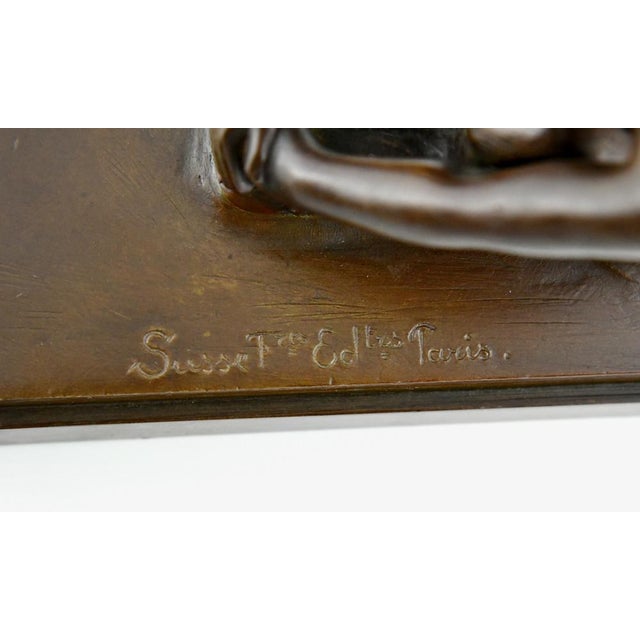 Art Deco Bronze Bookends of Boy and Girl Satyr by Paul Silvestre, 1920s, Set of 2 For Sale - Image 11 of 13