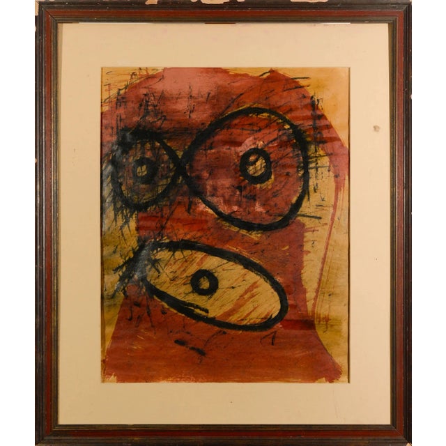 Abstract Female Form, 1950s, Watercolor, in Worn conditions. Designed 1950 to 1959