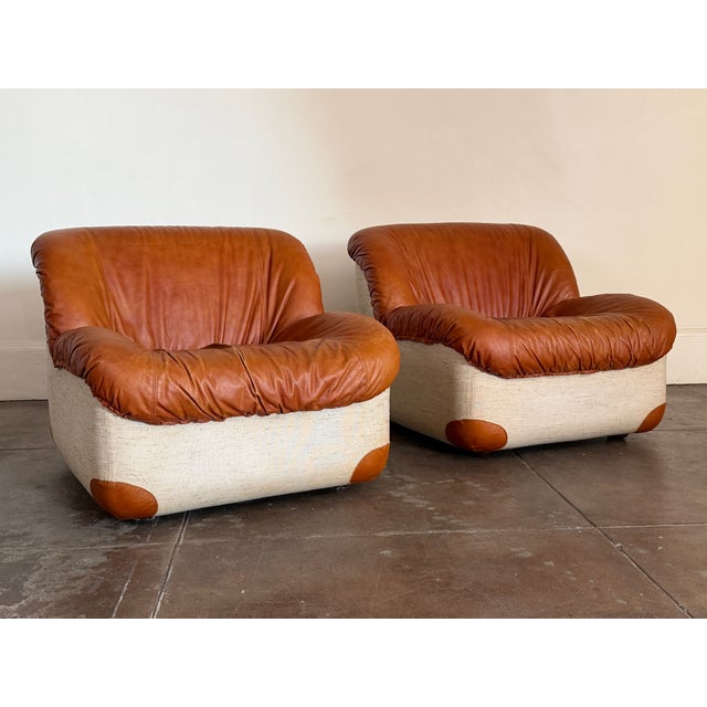 Vintage 1970s Italian Leather Swan Chairs For Sale - Image 9 of 9