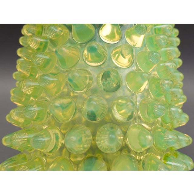 Yellow Early 19th Century Hobbs Brockunier & Co. Dew Drop Hobnail Glass Celery Vase For Sale - Image 8 of 10