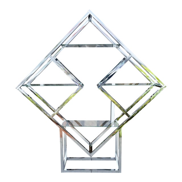 Modernist Geometric Diamond Shaped Chrome Etagère For Sale