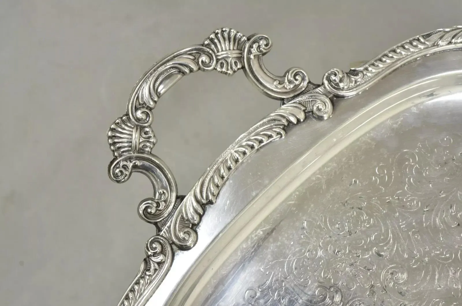 Vintage English Victorian Bsc Silver Plater Twin Handle Serving