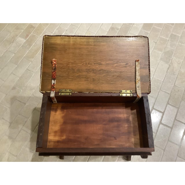 Victorian Antique Carved Walnut Slipper Vanity Ottoman Bench Flip Top Storage Sewing For Sale - Image 10 of 11