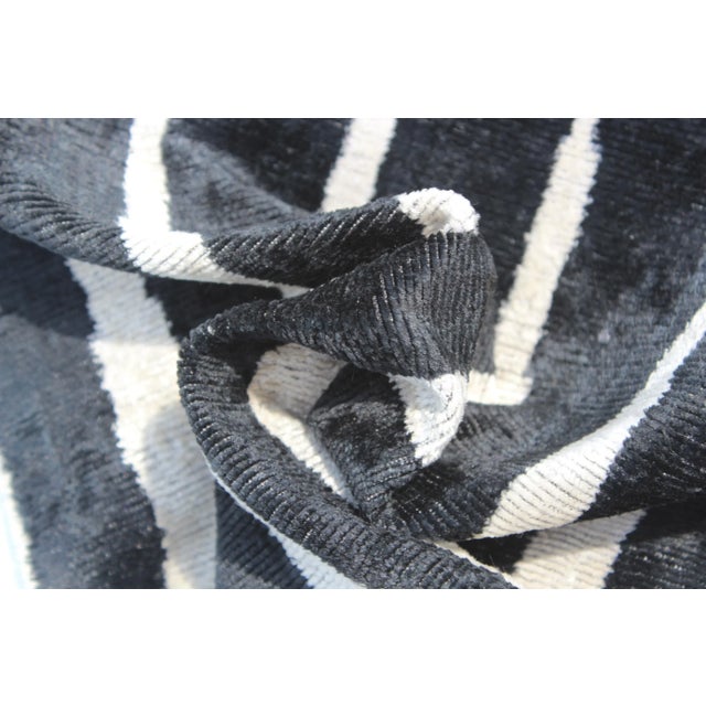 Black Contemporary Silk Velvet Ikat Bohemian Pillow For Sale - Image 8 of 10